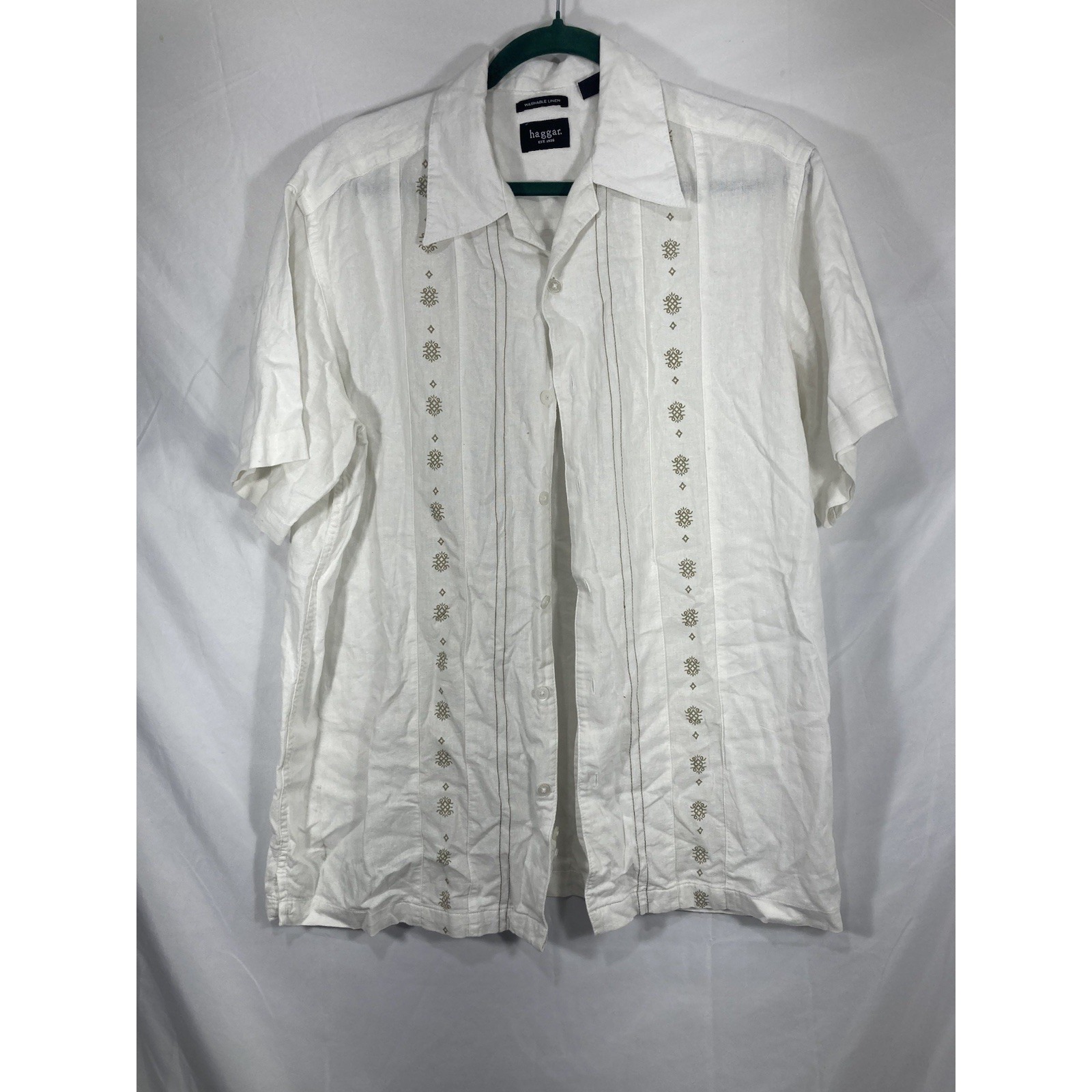 Hagger 55 Linen Short Sleeve Button Up Shirt Brand Size Large